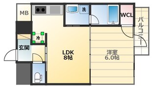 大国町駅 徒歩8分 14階の物件間取画像